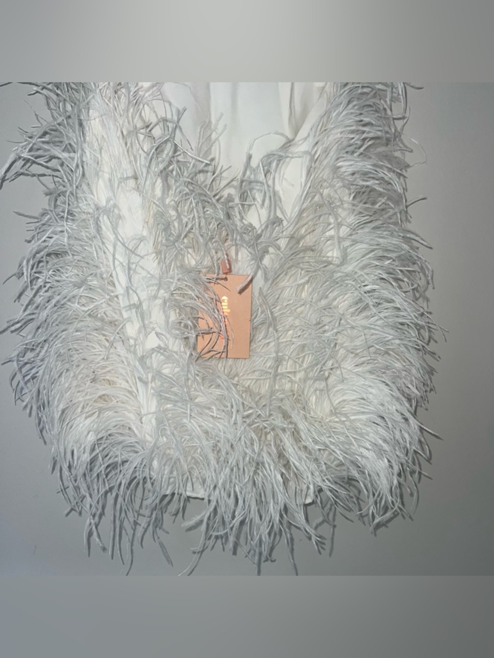 Cult Gaia Vale Shannon White Bridal Mini Dress Feather - Picture 12 of 15